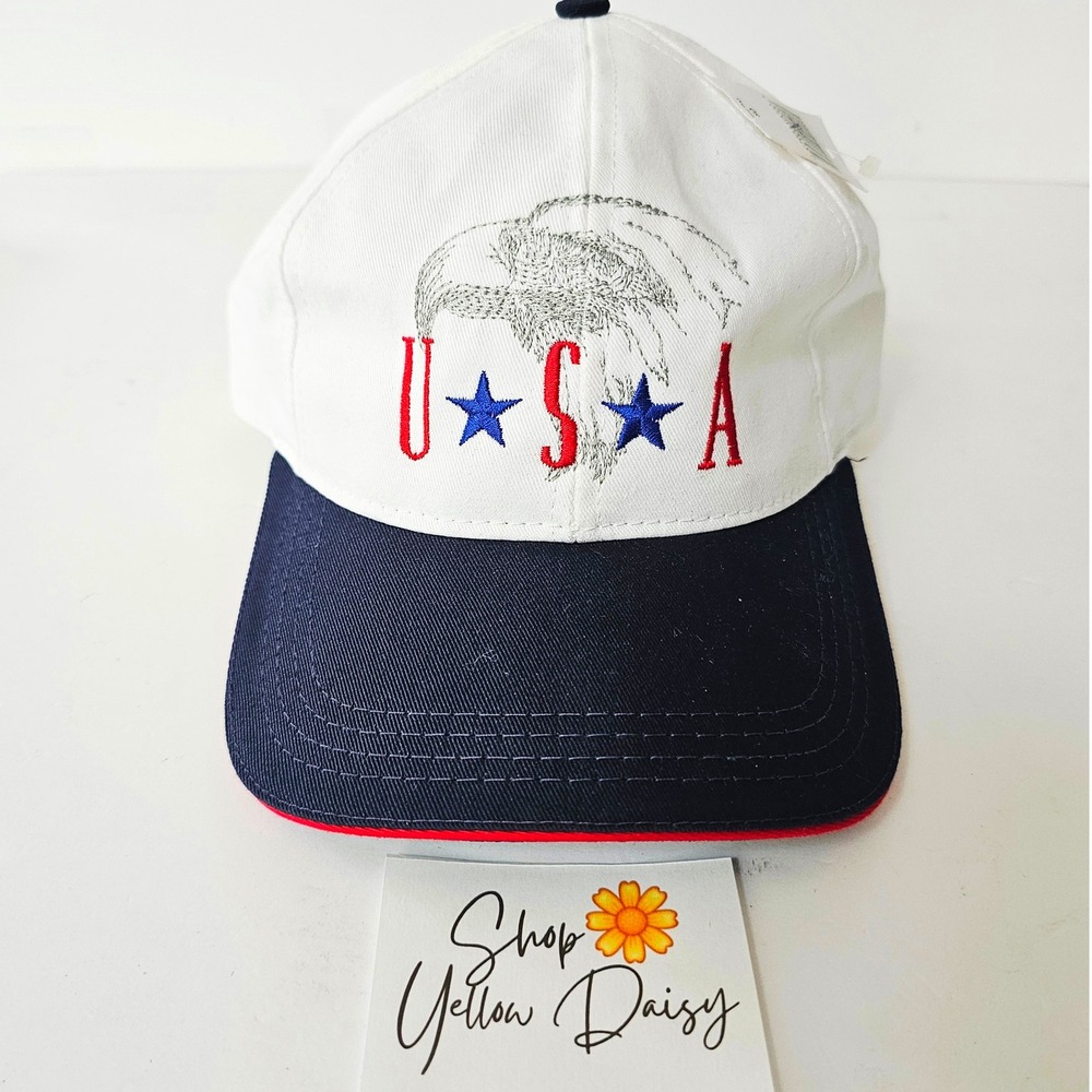 USA Bald Eagle Disney World Vintage Retro America Dad Hat‎ Cap White Clasp M1111